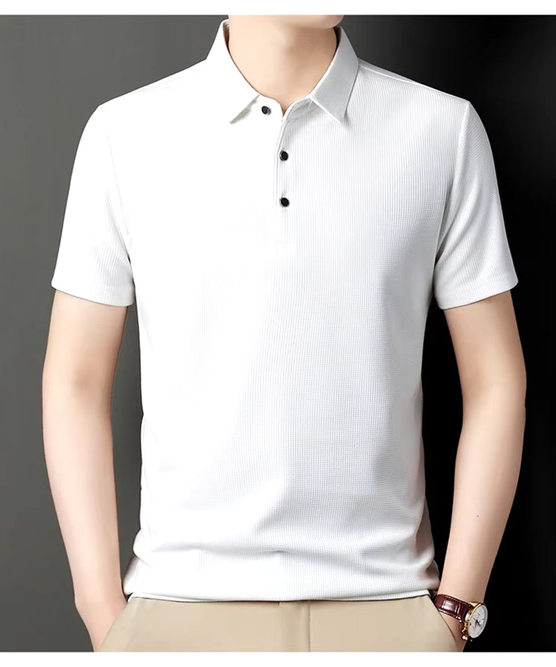 Summer Men'S Short Sleeved Lapel T-Shirt Solid Color POLO Shirt Loose Top