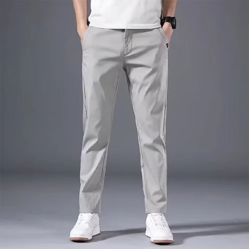Mens Slim FIT Stretch Chino Trousers Casual Flat Front Flex Classic Full Pants Outdoor Sports Soft Daily Business Pants