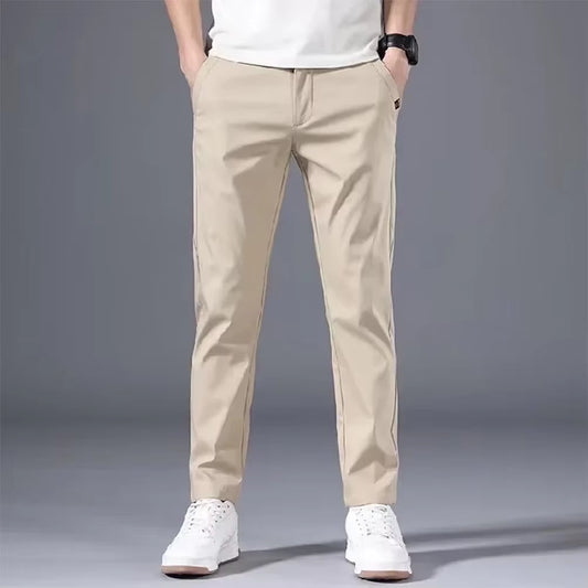 Mens Slim FIT Stretch Chino Trousers Casual Flat Front Flex Classic Full Pants Outdoor Sports Soft Daily Business Pants