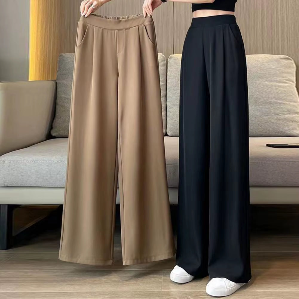 Loose Pants Women'S Wide Leg Pants with Pockets Solid Color Office Wear Trousers for Summer High Waisted Relaxed Fit Casual