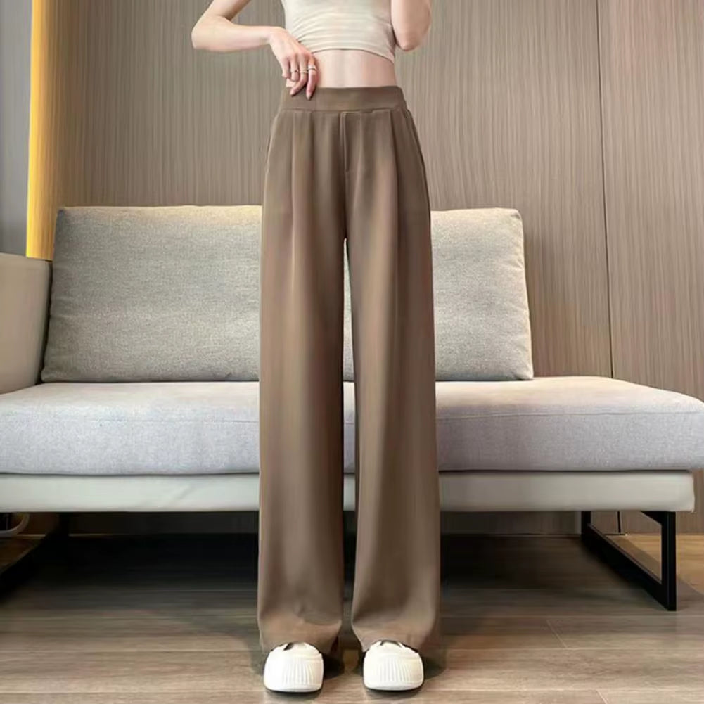 Loose Pants Women'S Wide Leg Pants with Pockets Solid Color Office Wear Trousers for Summer High Waisted Relaxed Fit Casual