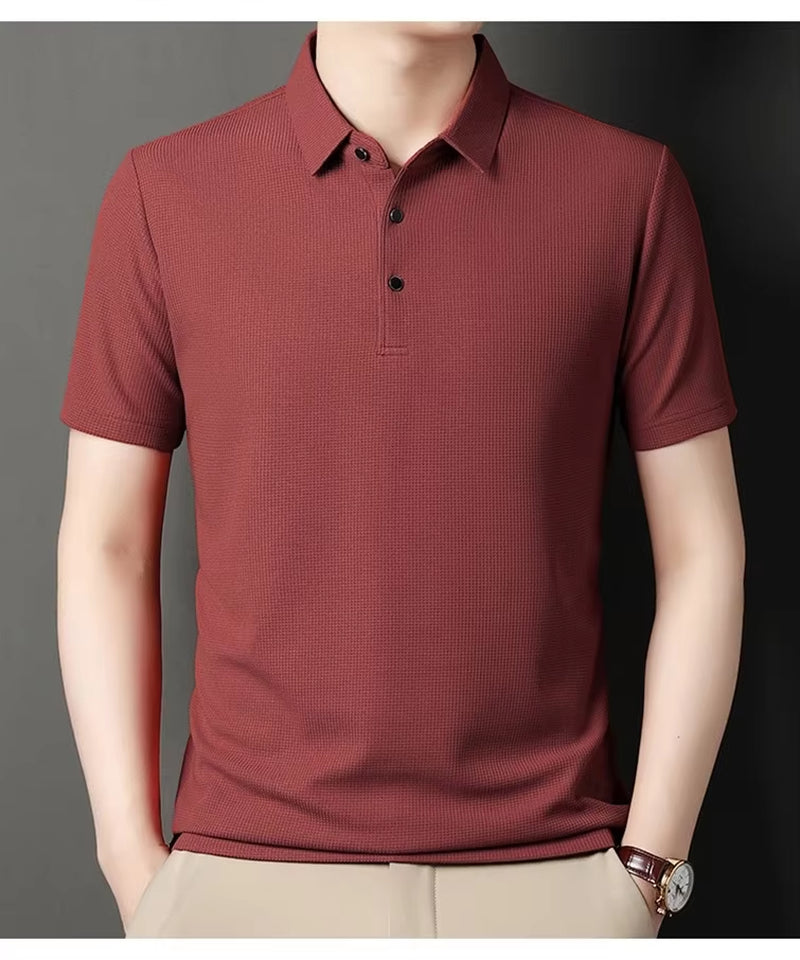 Summer Men'S Short Sleeved Lapel T-Shirt Solid Color POLO Shirt Loose Top