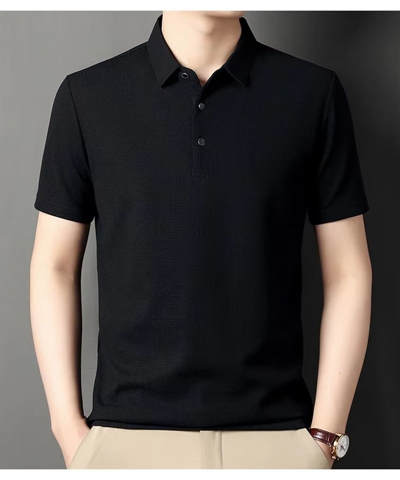 Summer Men'S Short Sleeved Lapel T-Shirt Solid Color POLO Shirt Loose Top