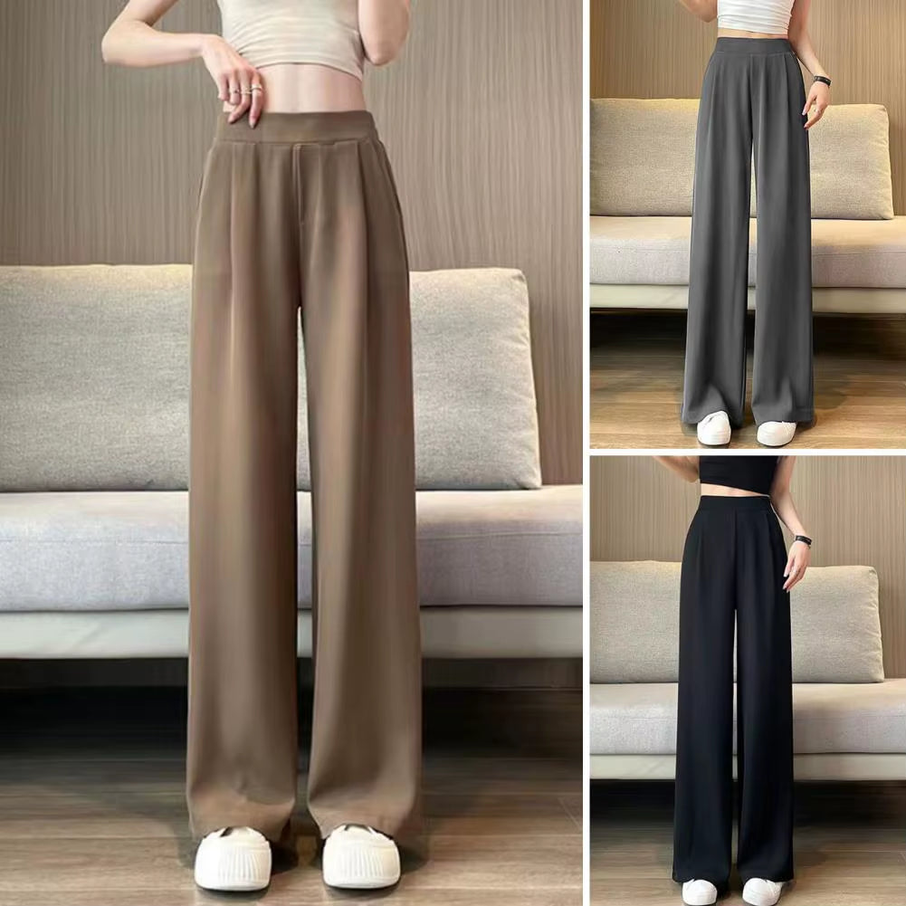Loose Pants Women'S Wide Leg Pants with Pockets Solid Color Office Wear Trousers for Summer High Waisted Relaxed Fit Casual