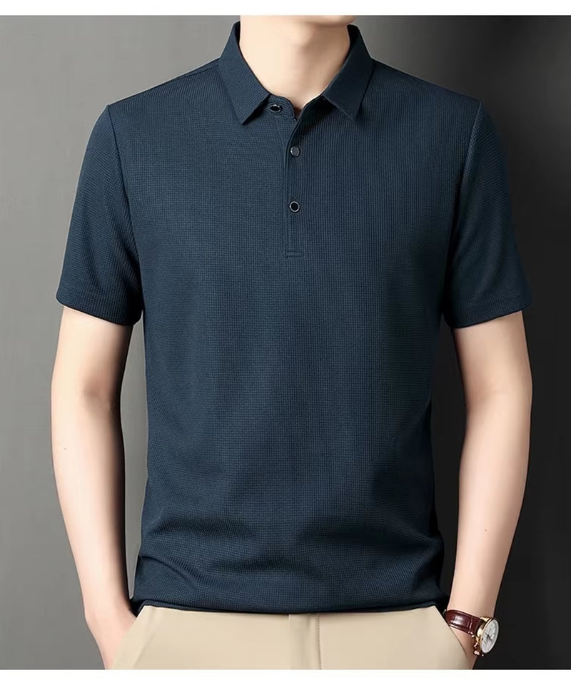 Summer Men'S Short Sleeved Lapel T-Shirt Solid Color POLO Shirt Loose Top