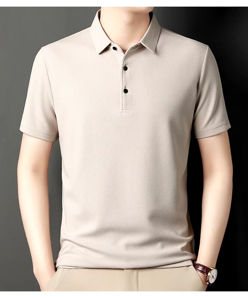 Summer Men'S Short Sleeved Lapel T-Shirt Solid Color POLO Shirt Loose Top