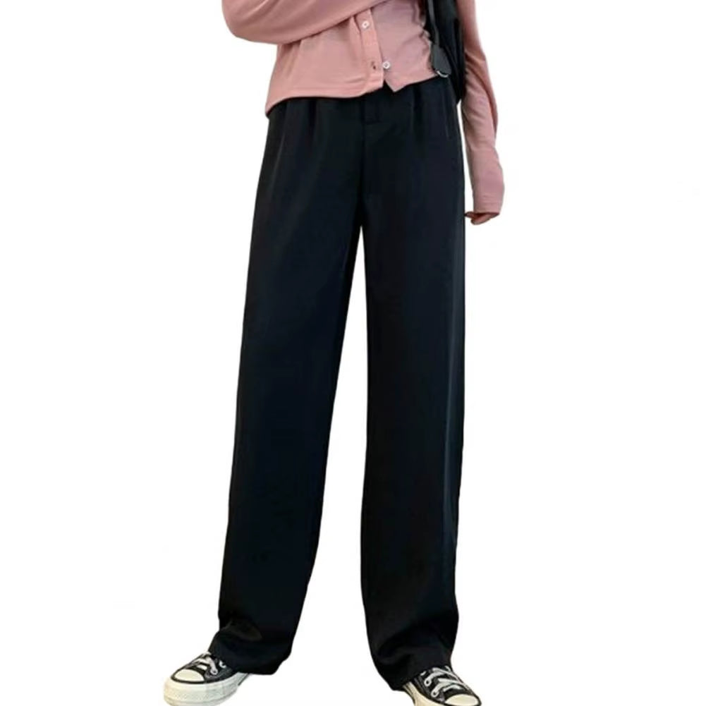 Women Suit Pants Korean Style High Waist Women’S Wide Leg Pants Slant Pockets Loose Office Trousers Business Casual Suit Pants